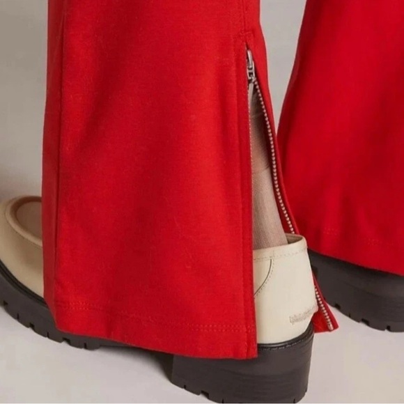 Maeve Anthropologie Red Pullon Split Hem Trouser Pant Size XS - Picture 2 of 6